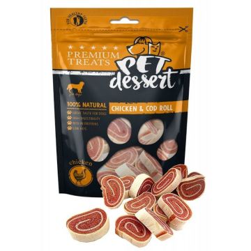 Pet's Dessert Chicken & Cod Roll, 80 g ieftina