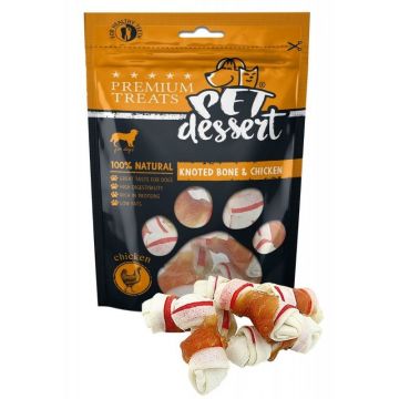 Pet's Dessert Knoted Bone & Chicken, 80 g de firma originala