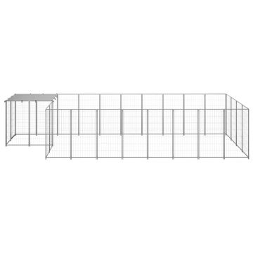 vidaXL Padoc pentru câini, argintiu, 10,89 m², oțel