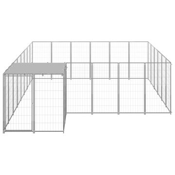 vidaXL Padoc pentru câini, argintiu, 12,1 m², oțel