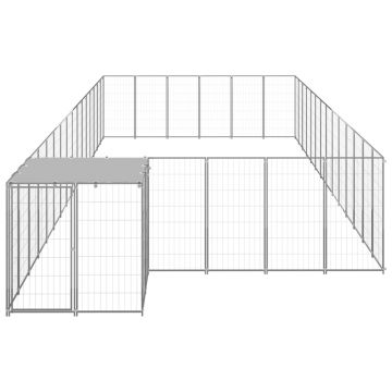 vidaXL Padoc pentru câini, argintiu, 26,62 m², oțel