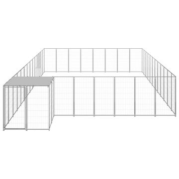 vidaXL Padoc pentru câini, argintiu, 30,25 m², oțel