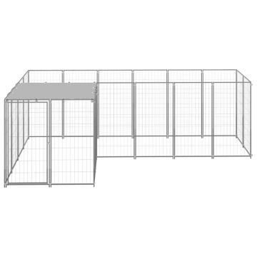 vidaXL Padoc pentru câini, argintiu, 4,84 m², oțel