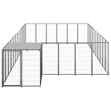 vidaXL Padoc pentru câini, negru, 19,36 m², oțel