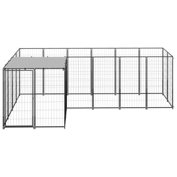 vidaXL Padoc pentru câini, negru, 4,84 m², oțel