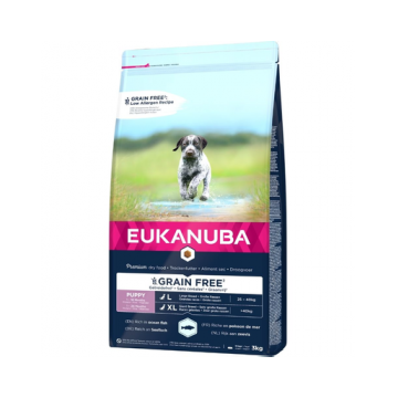 EUKANUBA Grain Free Puppy hrana uscata caini juniori talie mare, fara cereale 3 kg