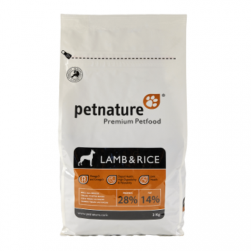 Petnature Lamb & Rice, hrana uscata premium, 3 kg