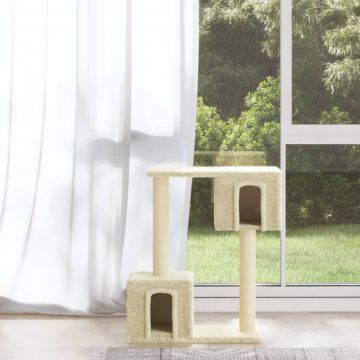 vidaXL Ansamblu pisici cu stâlpi din funie de sisal, crem, 60 cm