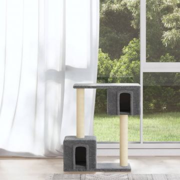 vidaXL Ansamblu pisici, stâlpi din funie sisal, gri deschis, 60 cm