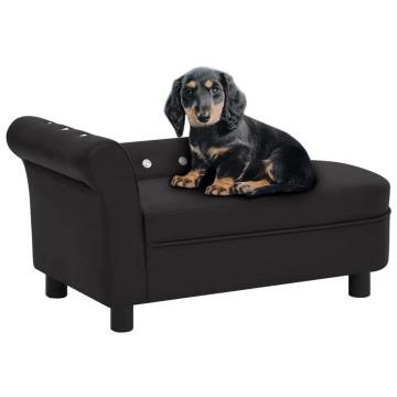 vidaXL Canapea pentru câini, negru, 83x45x42 cm, piele ecologică
