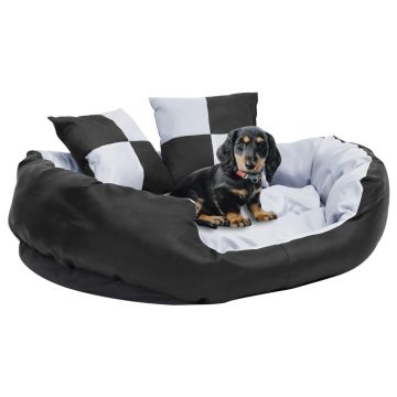 vidaXL Pernă reversibilă și lavabilă câini, gri și negru, 85x70x20 cm