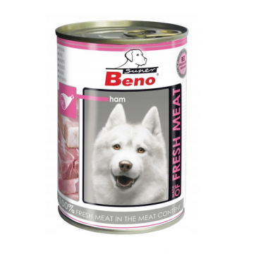 BENEK Super BENO Hrana umeda pentru caini adulti, cu sunca 400 g