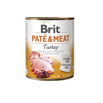 BRIT Pate&Meat turkey Hrana umeda pentru caini, cu curcan, set 6 x 800 g