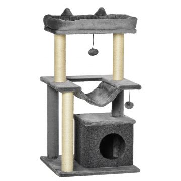 Centru activitati pentru pisici PawHut, 48x48x100 cm, gri | AOSOM RO