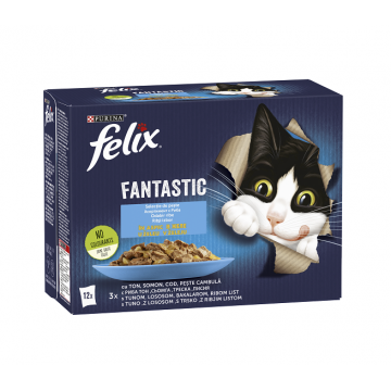 Felix Fantastic Ton, Somon, Cod, Pește Cambulă în Aspic 12x85g la reducere