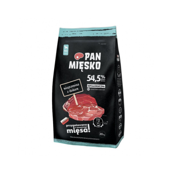 PAN MIĘSKO Hrana uscata pentru caini adulti talie mare, cu mistret 20 kg