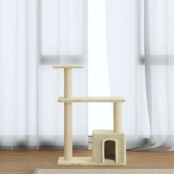 vidaXL Ansamblu pisici cu stâlpi din funie de sisal, crem, 70 cm