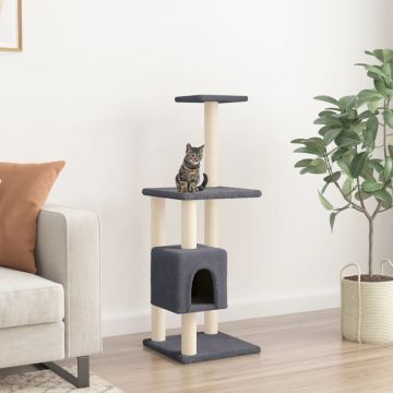 vidaXL Ansamblu pisici cu stâlpi din funie de sisal, gri închis 104 cm