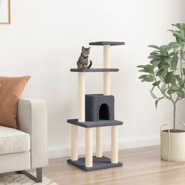 vidaXL Ansamblu pisici cu stâlpi din funie de sisal, gri închis 105 cm