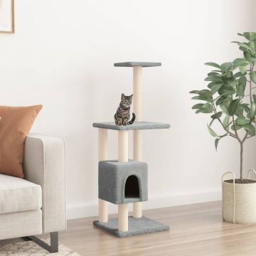 vidaXL Ansamblu pisici, stâlpi din funie sisal, gri deschis, 104 cm