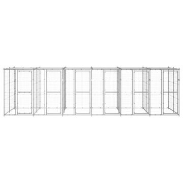 vidaXL Padoc câini de exterior cu acoperiș, 14,52 m², oțel galvanizat
