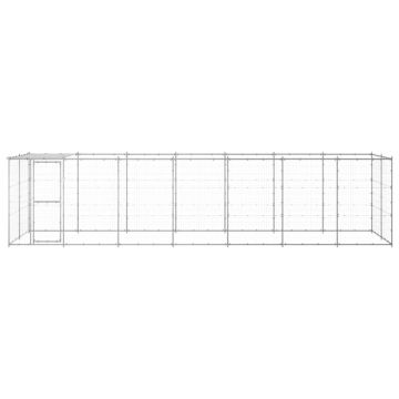 vidaXL Padoc câini de exterior cu acoperiș, 16,94 m², oțel galvanizat