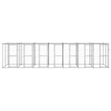 vidaXL Padoc câini de exterior cu acoperiș, 16,94 m², oțel galvanizat