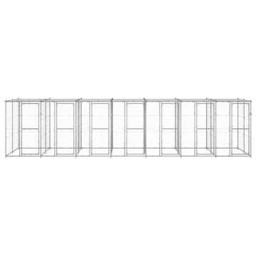 vidaXL Padoc câini de exterior cu acoperiș, 16,94 m², oțel galvanizat