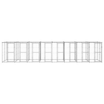 vidaXL Padoc câini de exterior cu acoperiș, 19,36 m², oțel galvanizat