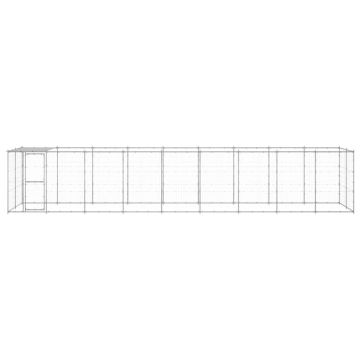 vidaXL Padoc câini de exterior cu acoperiș, 21,78 m², oțel galvanizat