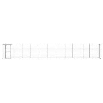 vidaXL Padoc câini de exterior cu acoperiș, 26,62 m², oțel galvanizat