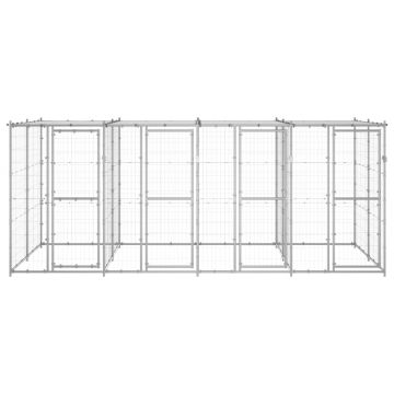 vidaXL Padoc câini de exterior cu acoperiș, 9,68 m², oțel galvanizat