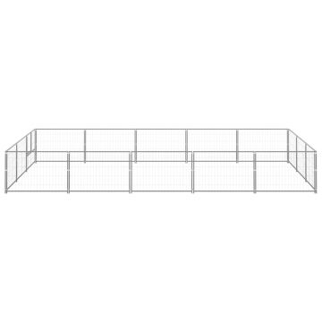 vidaXL Padoc pentru câini, argintiu, 15 m², oțel