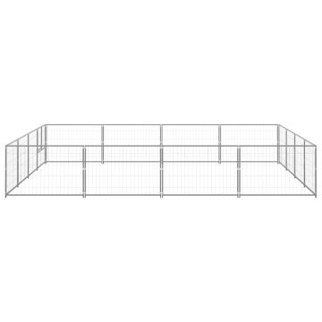 vidaXL Padoc pentru câini, argintiu, 16 m², oțel