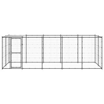 vidaXL Padoc pentru câini de exterior cu acoperiș, 12,1 m², oțel