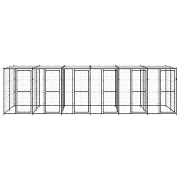 vidaXL Padoc pentru câini de exterior cu acoperiș, 14,52 m², oțel