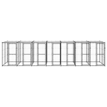 vidaXL Padoc pentru câini de exterior cu acoperiș, 16,94 m², oțel