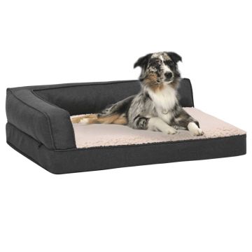 vidaXL Saltea ergonomică pat de câini, 75x53 cm, gri, aspect in/fleece