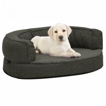 vidaXL Saltea ergonomică pat de câini, gri închis, 60x42 cm, fleece
