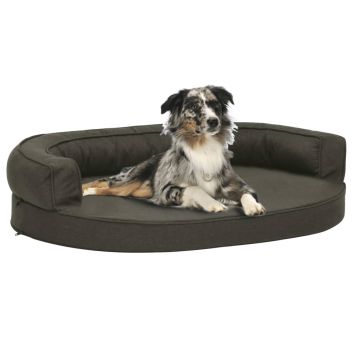 vidaXL Saltea ergonomică pat de câini, gri închis, 75x53 cm, aspect in