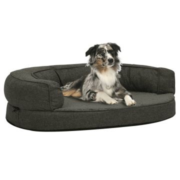 vidaXL Saltea ergonomică pat de câini, gri închis, 90x64 cm, fleece