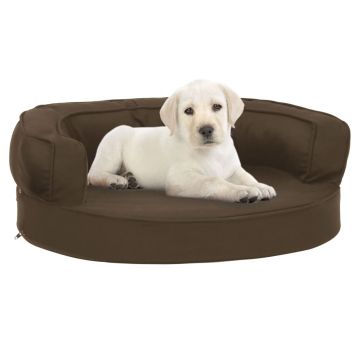 vidaXL Saltea ergonomică pat de câini, maro, 60x42 cm aspect in/fleece
