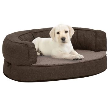 vidaXL Saltea ergonomică pat de câini maro, 60x42 cm, aspect in/fleece