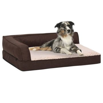 vidaXL Saltea ergonomică pat de câini maro, 75x53 cm, aspect in/fleece