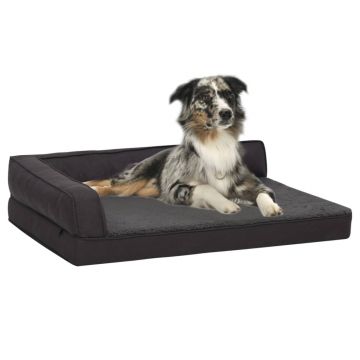 vidaXL Saltea ergonomică pat de câini negru 60x42 cm aspect in/fleece