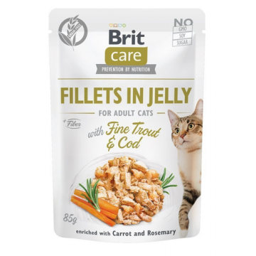 BRIT Care Fillets in Jelly Set hrana umeda pentru pisici, cu cod si pastrav in aspic 24 x 85 g