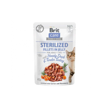 BRIT Care Sterilized Fillets in Jelly Set hrana umeda pentru pisici sterilizate, cu rata si curcan 24 x 85 g BRIT Care Sterilized Fillets in Jelly Set hrana umeda pentru pisici sterilizate, cu rata si curcan 24 x 85 g