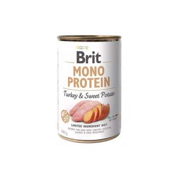 BRIT Mono Protein Turkey&Sweet Potato 6 x 400 g hrana umeda pentru caini, monoproteica, curcan si cartof dulce