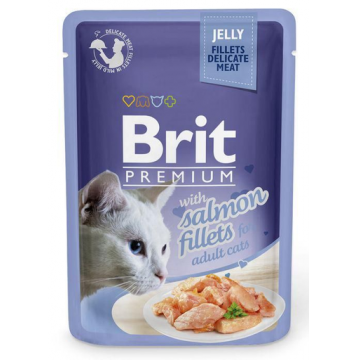 BRIT Premium Fillets in Jelly Set hrana umeda pentru pisici adulte, cu somon in aspic 24 x 85g