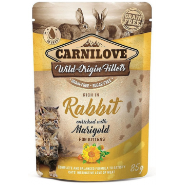 CARNILOVE Rabbit&Marigold 24 x 85g hrana pentru pisici, iepure si galbenele